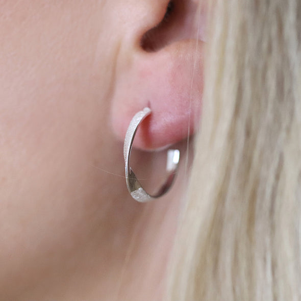 POM Twist Hoop Sterling Silver Earrings