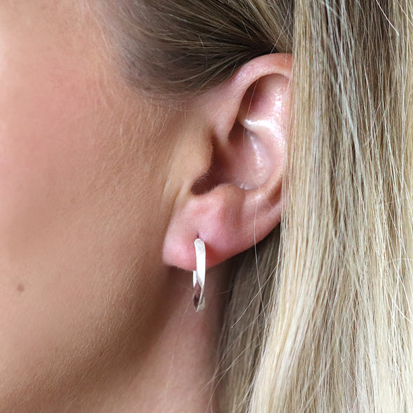 POM Twist Hoop Sterling Silver Earrings