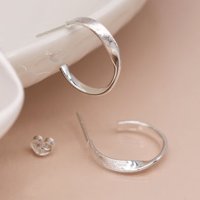 POM Twist Hoop Sterling Silver Earrings