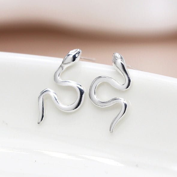 POM Twisted Snake Sterling Silver Stud Earrings