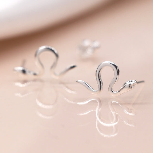 POM Twisted Snake Sterling Silver Stud Earrings