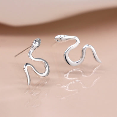 POM Twisted Snake Sterling Silver Stud Earrings