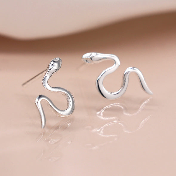 POM Twisted Snake Sterling Silver Stud Earrings