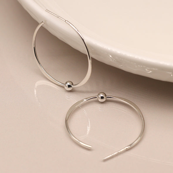 POM Hoop and Bead Sterling Silver Earrings