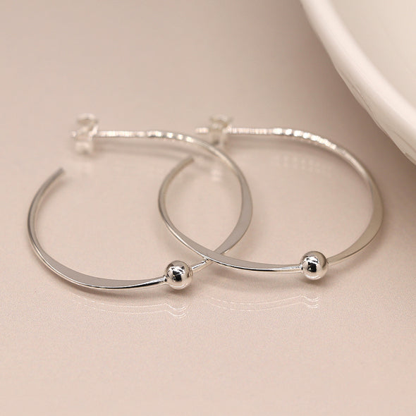 POM Hoop and Bead Sterling Silver Earrings