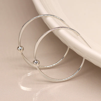 POM Hoop and Bead Sterling Silver Earrings
