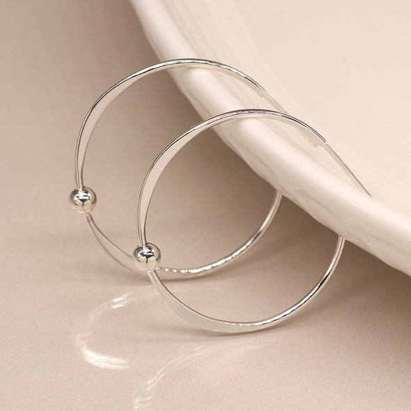 POM Hoop and Bead Sterling Silver Earrings