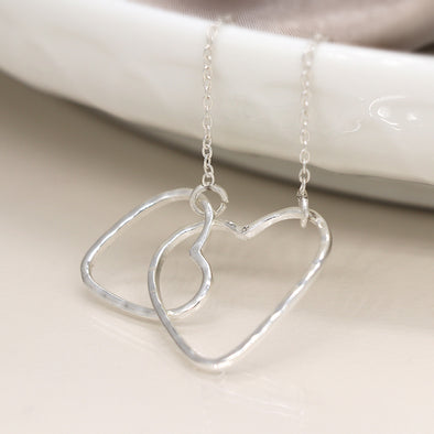 POM Linked Hearts Sterling Silver Necklace