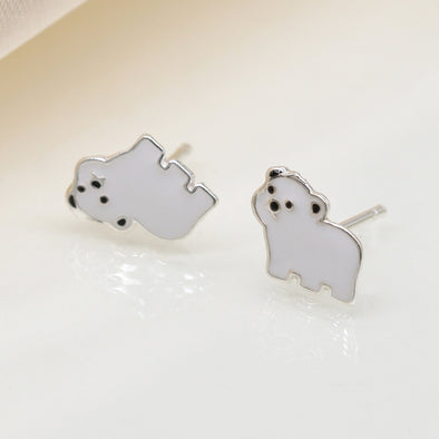 POM  Sterling Silver Enamel Bear Earrings