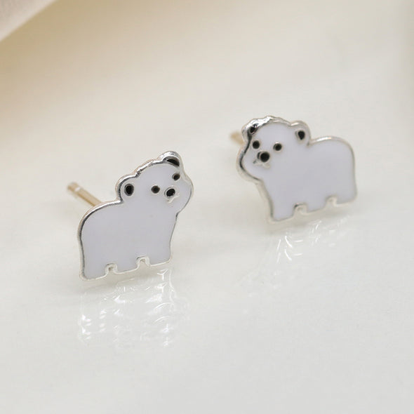 POM  Sterling Silver Enamel Bear Earrings