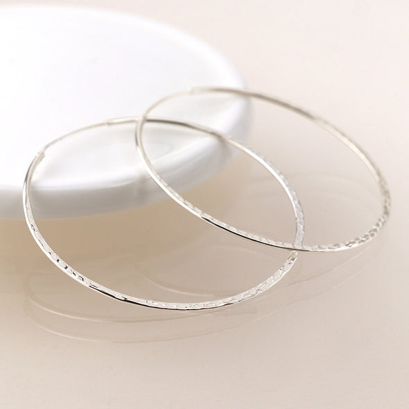 POM Sterling Silver Large Hammered Hoop Earrings
