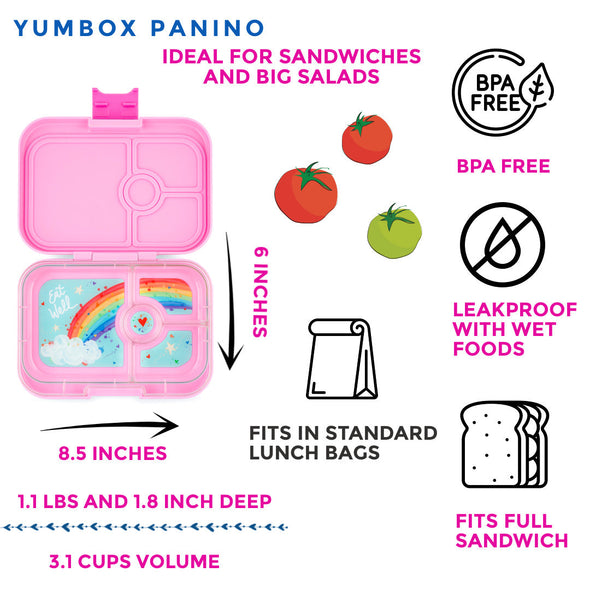 Yumbox Panino Power Pink Lunchbox with Rainbow Tray