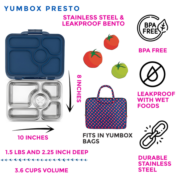 Yumbox Presto Santa Fe Blue Stainless Steel Lunchox