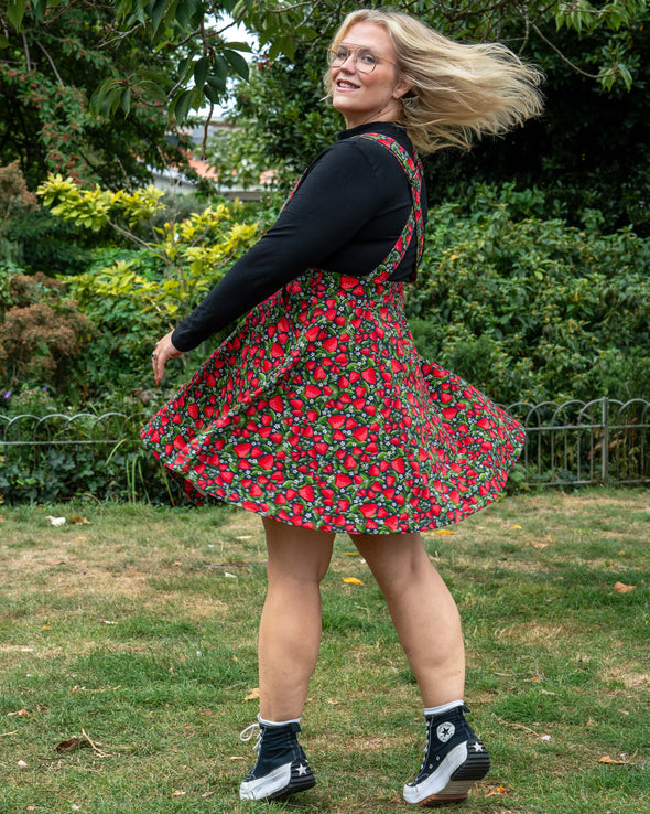 Rebel Romance Strawberry Field Stretch Flared Pinafore