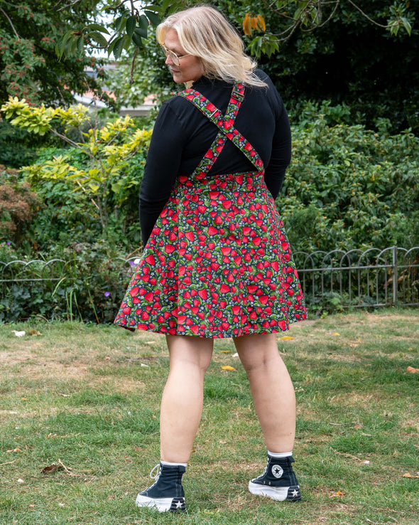 Rebel Romance Strawberry Field Stretch Flared Pinafore