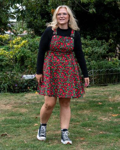 Rebel Romance Strawberry Field Stretch Flared Pinafore