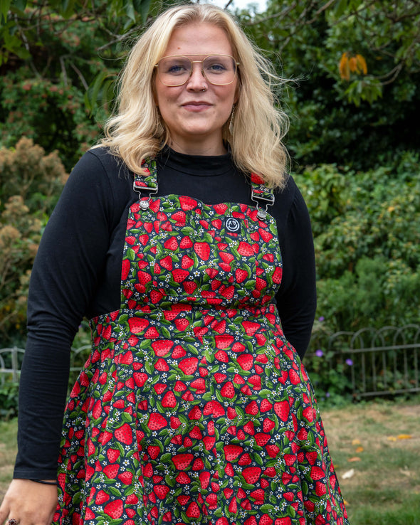 Rebel Romance Strawberry Field Stretch Flared Pinafore