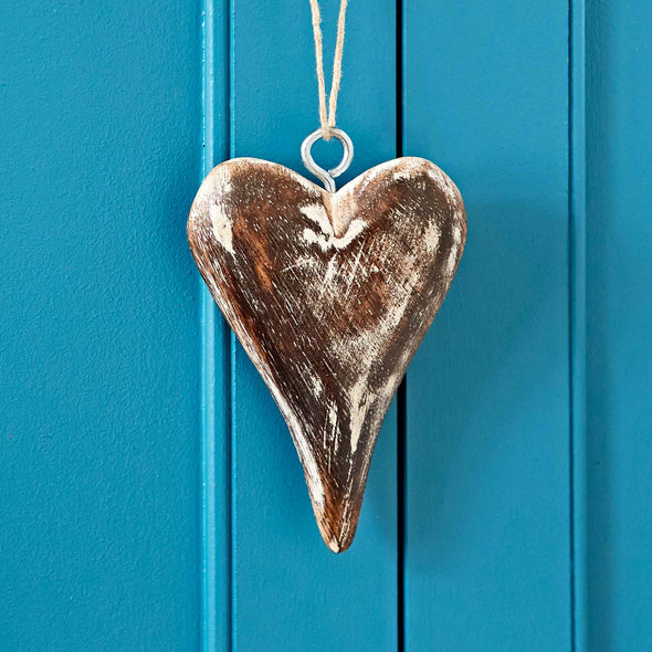 Paper High Mango Wood Heart Decoration