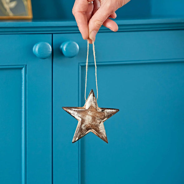 Paper High Mango Wood Star Decoration