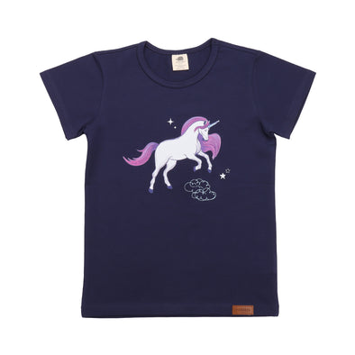 Walkiddy Unicorns & Pegasuses Single Print T-Shirt On Navy