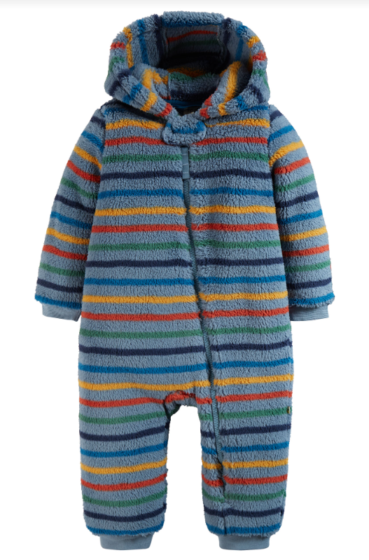 Frugi Nimbus Rainbow Stripes Ted Fleece Snuggle Suit