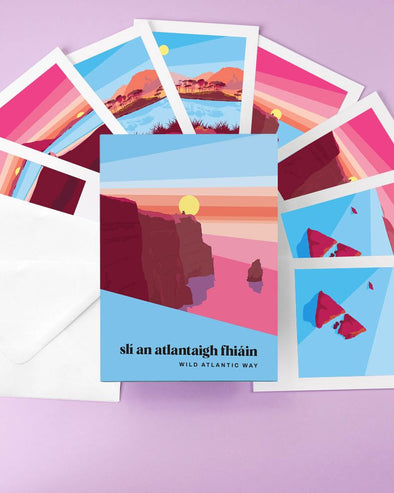 Pawpear Slí An Atlantaigh Fhiáin (Wild Atlantic Way) Greeting Cards With Envelope Set