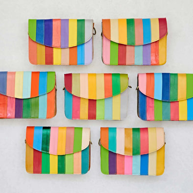 Paper High Nargis Rainbow Stripe Leather Crossbody Bag