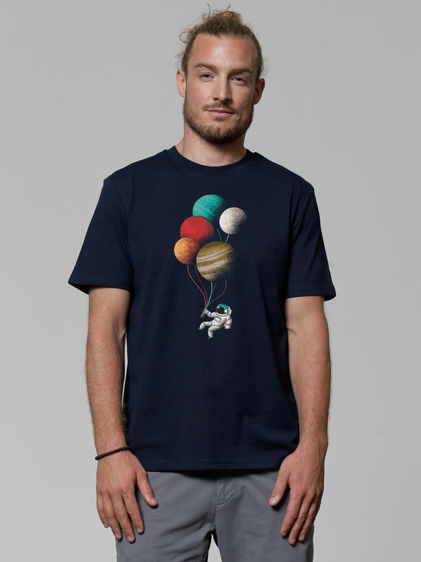 Wat? Apparel Men's Balloon Astronaut French Navy T-Shirt