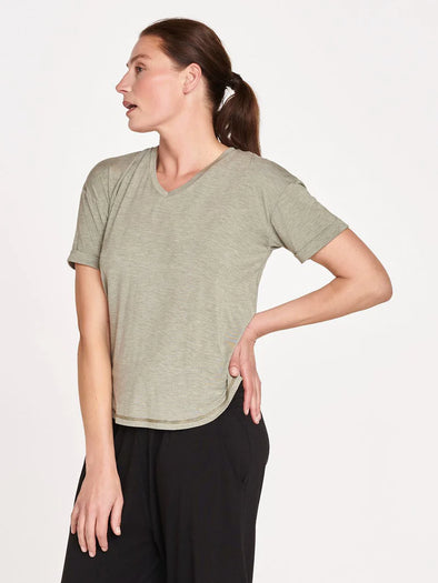Thought Eliza Naturally Soft Olive Green Short Sleeve top