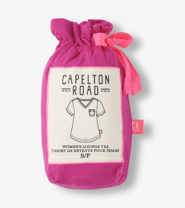 Little Blue House Rose Violet V Neck Pyjama Tee in a Bag