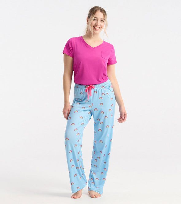 Little Blue House Rose Violet V Neck Pyjama Tee in a Bag
