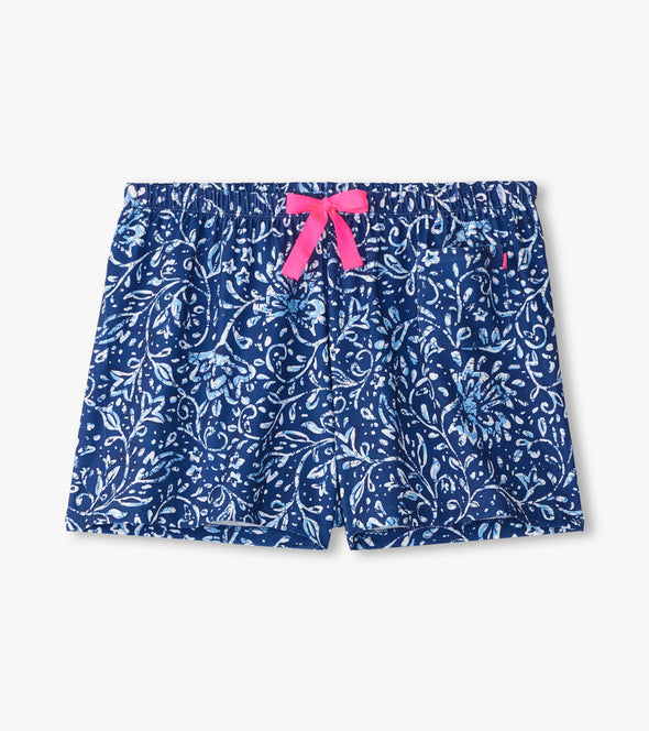 Little Blue House Batik Flowers PJ Shorts in a Bag