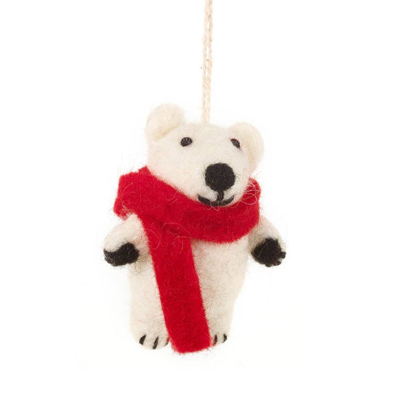 Felt So Good - Hanging Felt Pedro Polar Bear Handmade Felt Decoration