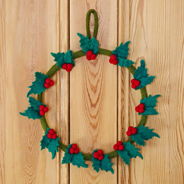 The Paper High Gift Company Limited - Felt Holly Christmas Wreath