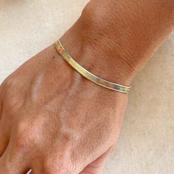 GoldFi - 18k Gold Filled 4mm Herringbone Bracelet