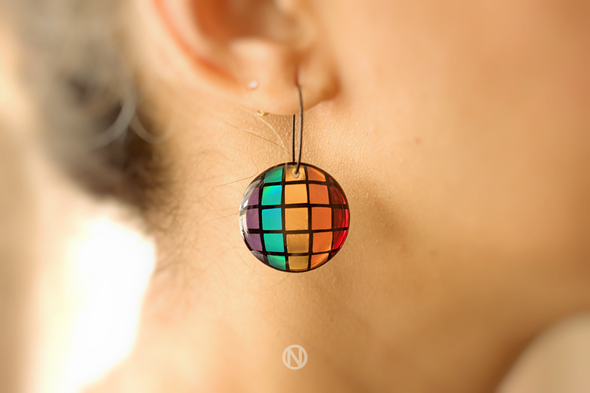 Naoi Rainbow Disco Ball Pendant Earrings
