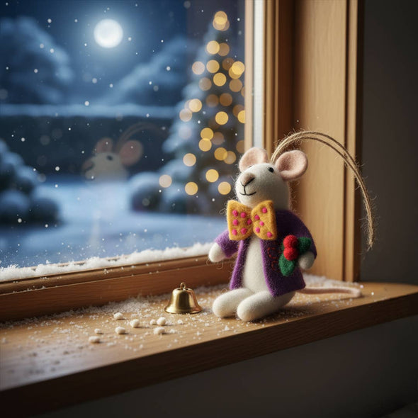 Felt So Good - Handmade Felt Jingle Whiskers Christmas Mouse Decoration