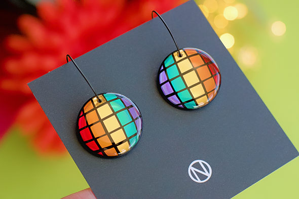 Naoi Rainbow Disco Ball Pendant Earrings