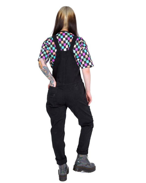 Rebel Romance Jet Black Stretch Twill Dungarees