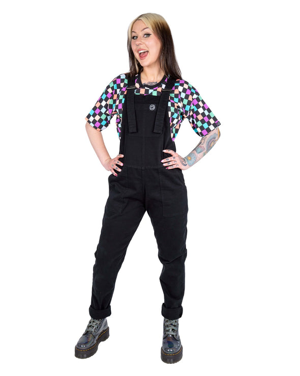Rebel Romance Jet Black Stretch Twill Dungarees