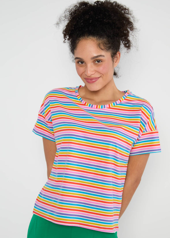Blutsgeschwister Coral Rainbow Stripes The Generous One Top