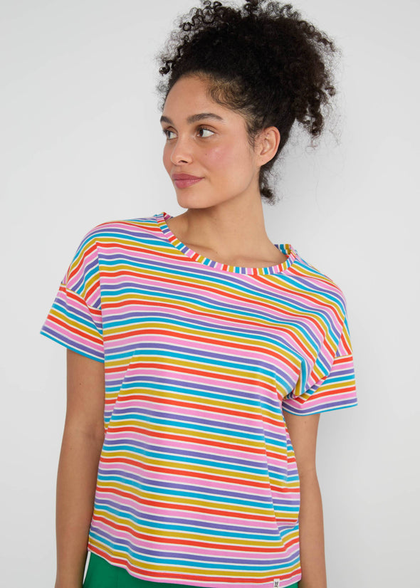 Blutsgeschwister Coral Rainbow Stripes The Generous One Top