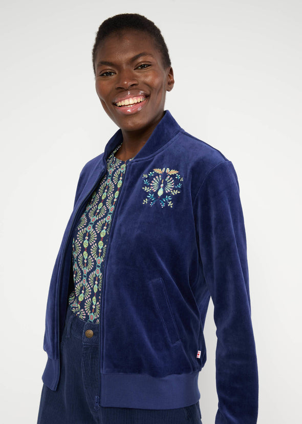 Blutsgeschwister Indigo Depths Velvet Harmony Bomber Jacket