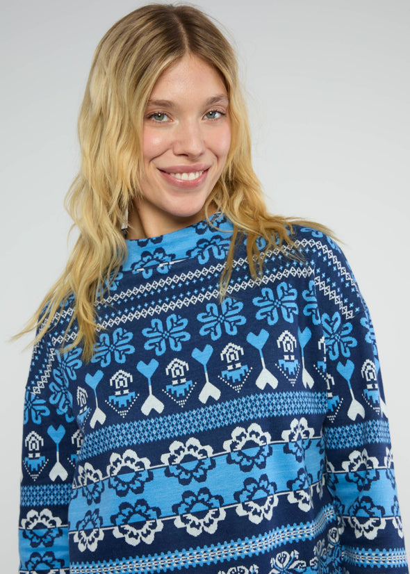 Blutsgeschwister Aprés Glam Blue Warm Up Turtle Knitted Jumper
