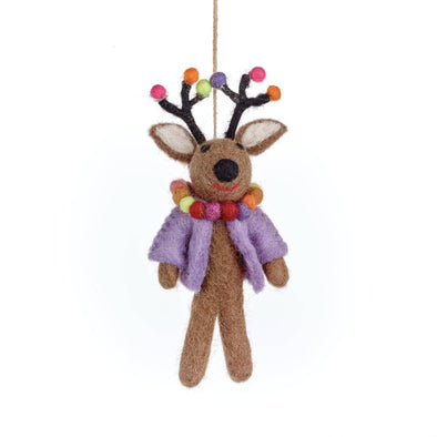 Felt So Good - Handmade Felt Donner the Neon Reindeer Christmas Decoration
