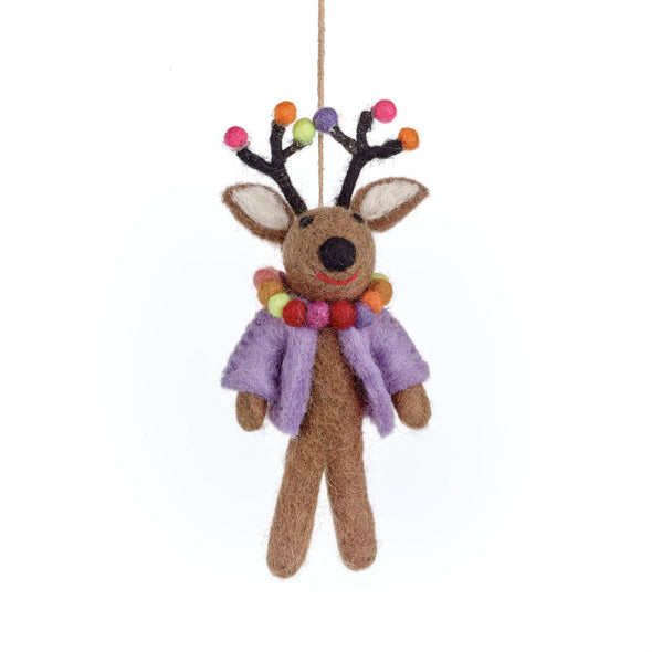 Felt So Good - Handmade Felt Donner the Neon Reindeer Christmas Decoration
