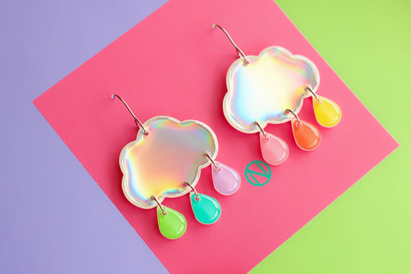 Naoi - Rain Cloud Statement Drop Earrings - Handmade to Order