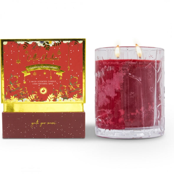 Celtic Candles Cinnamon and Winter Berries Double Wick Candle