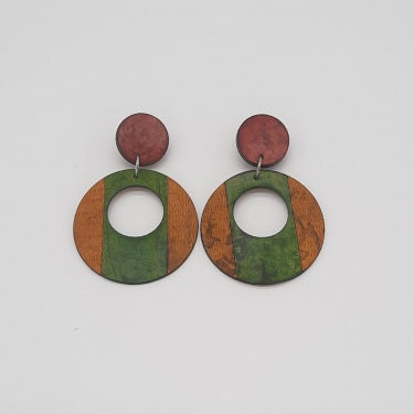 La Tagua Manufactura Red Green and Yellow Kurizaret Earrings