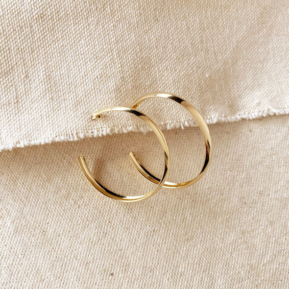 GoldFi  Gold Fill 4cm Hollow C- Hoop Earrings
